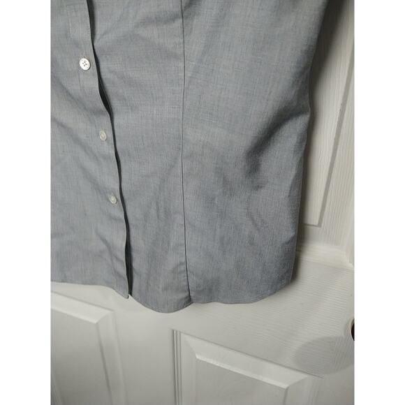 Talbots Woman 10 Shirt fitted Grey V Neck Collared Button Prof Core Long Sleeve - Picture 4 of 8